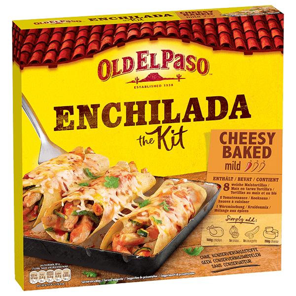 Old El Paso mildes, käsiges Enchilada-Set aus dem Ofen, 657 g