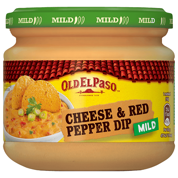 un pot en verre de fromage doux Old El Paso et trempette au poivron rouge, 320 g