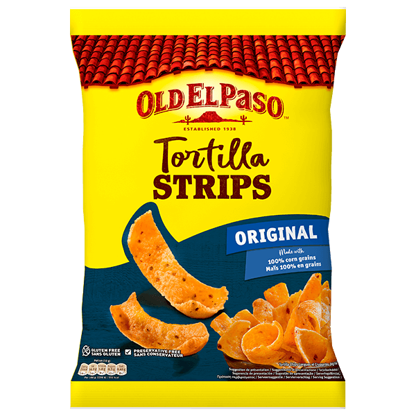 un paquet de lanières de tortilla croustillantes originales Old El Paso