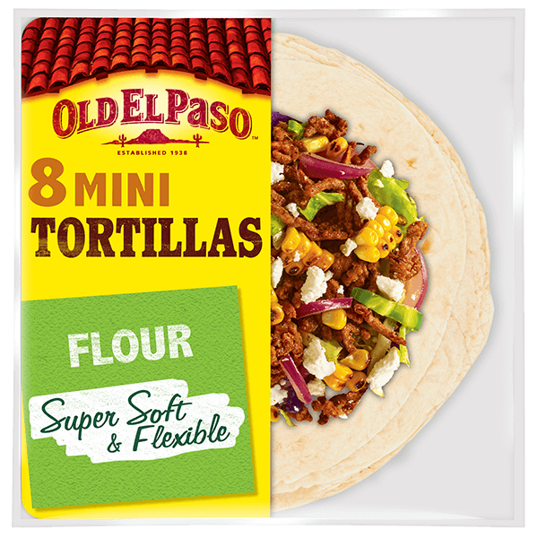 eine Packung mit 8 Mini-Old El Paso Farine-Tortillas, 220 g