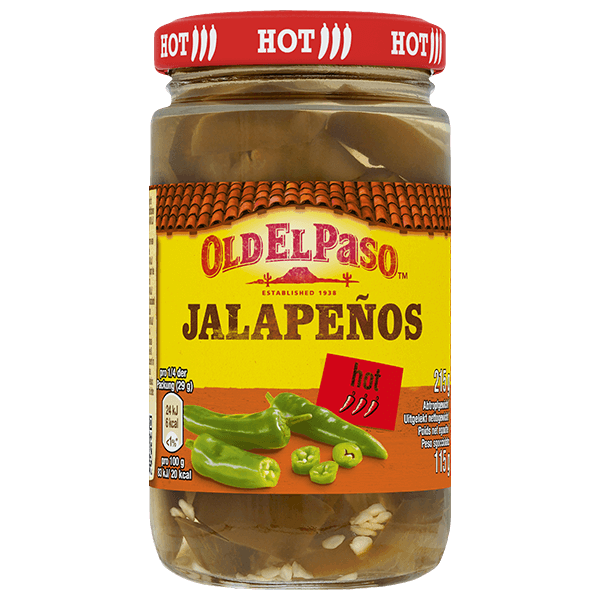 un pot en verre de piments jalapeños en rondelles Old El Paso, 215 g