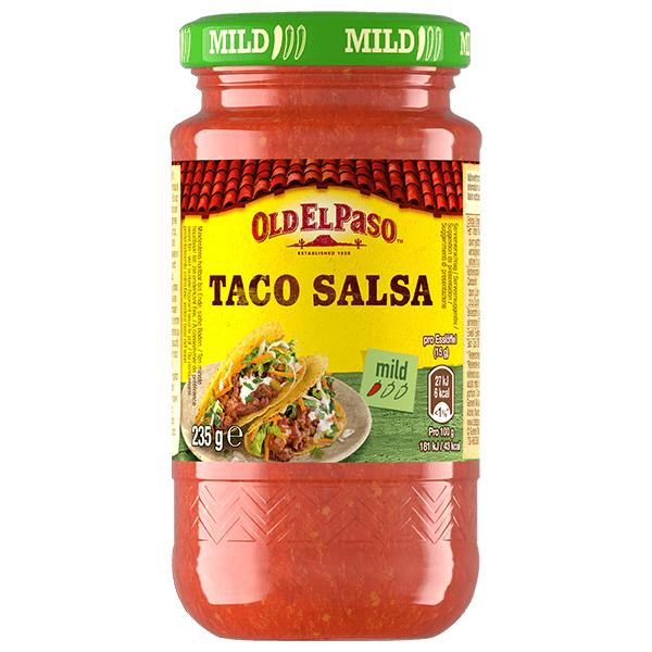 un pot en verre de Sauce douce à la tomate pour tacos Old El paso, 235g