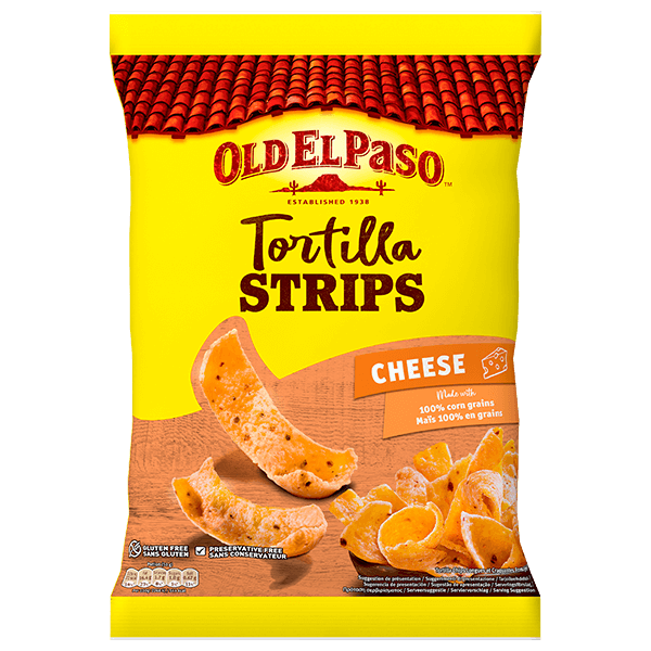 eine Packung Old El Paso Käse-Tortillastreifen